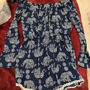 Blue off the shoulder romper